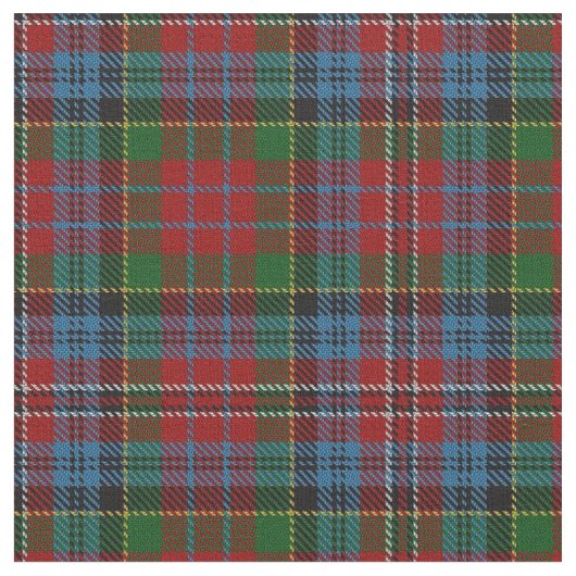 Clan Kidd roter grün-blauer schottischer Tartan Stoff (Nahaufnahme)