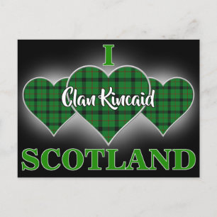 Clan Kincaid I Liebe Schottland Tartan Herz Postkarte