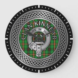 Clan Kinnear Crest & Tartan Knot Große Wanduhr