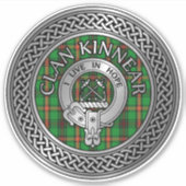 Clan Kinnear Wappen & Tartan Knot Aufkleber (Vorderseite)