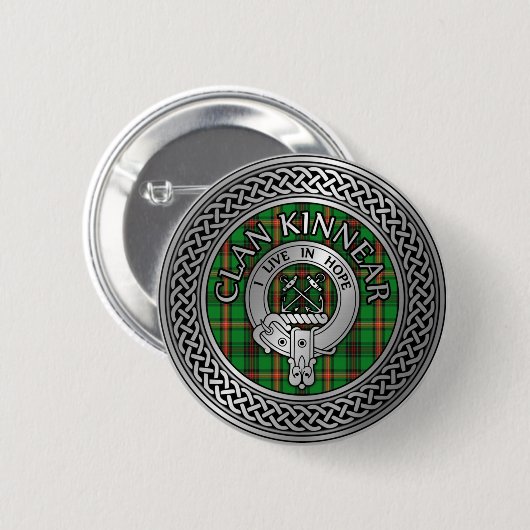 Clan Kinnear Wappen & Tartan Knot Button (Vorne & Hinten)