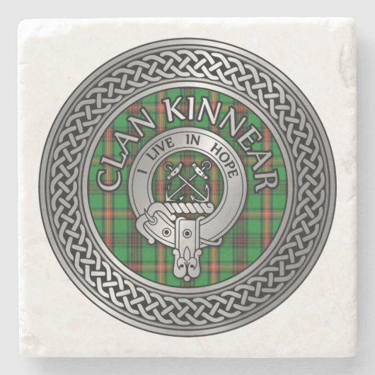 Clan Kinnear Wappen & Tartan Knot Steinuntersetzer (Vorderseite)