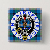 CLAN KIRKPATRICK CREST on TARTAN SQUARE Button (Vorderseite)