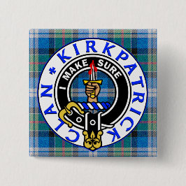 CLAN KIRKPATRICK WAPPEN auf TARTAN QUADRAT Button