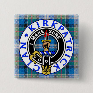 CLAN KIRKPATRICK WAPPEN auf TARTAN QUADRAT Button