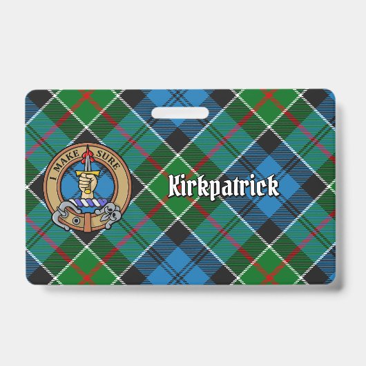 Clan Kirkpatrick Wappen über Tartan Ausweis (Vorderseite)