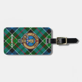 Clan Kirkpatrick Wappen über Tartan Gepäckanhänger (Vorderseite horizontal)
