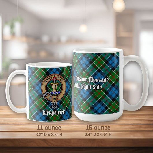 Clan Kirkpatrick Wappen über Tartan Kaffeetasse