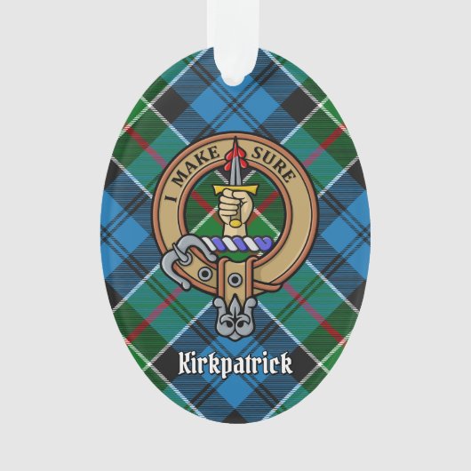 Clan Kirkpatrick Wappen über Tartan Ornament (Vorderseite)