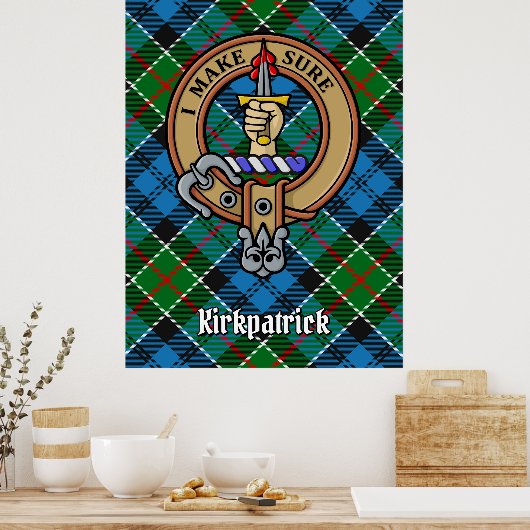 Clan Kirkpatrick Wappen über Tartan Poster (Küche)