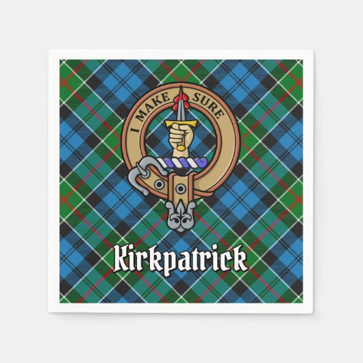 Clan Kirkpatrick Wappen über Tartan Serviette (Vorderseite)