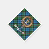 Clan Kirkpatrick Wappen über Tartan Serviette (Ecke)