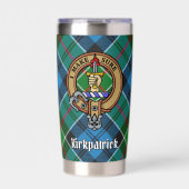 Clan Kirkpatrick Wappen über Tartan Thermobecher (Vorderseite)