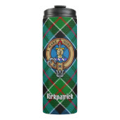 Clan Kirkpatrick Wappen über Tartan Thermosbecher (Vorderseite)