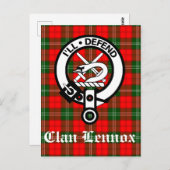 Clan Lennox Wappen Abzeichen & Tartan Postkarte (Vorne/Hinten)