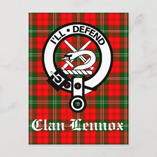 Clan Lennox Wappen Abzeichen & Tartan Postkarte (Vorderseite)