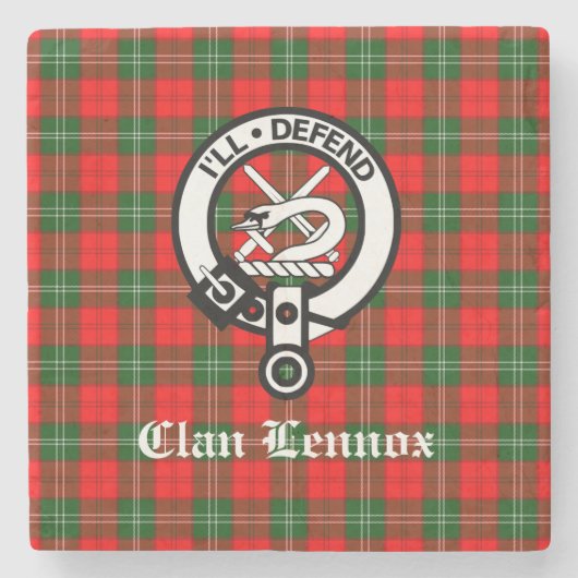 Clan Lennox Wappen Abzeichen & Tartan Steinuntersetzer (Vorderseite)
