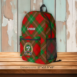 Clan Lennox-Wappen über Tartan Bedruckter Rucksack