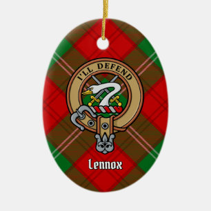 Clan Lennox Wappen über Tartan Keramik Ornament