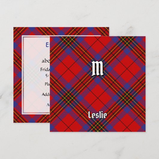 Clan Leslie Red Tartan Einladung (Vorne/Hinten)