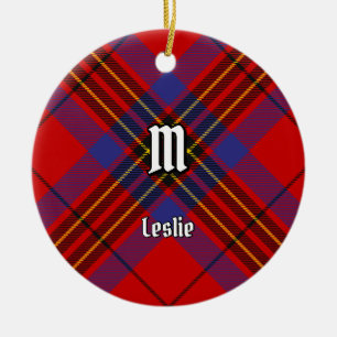 Clan Leslie Red Tartan Keramik Ornament