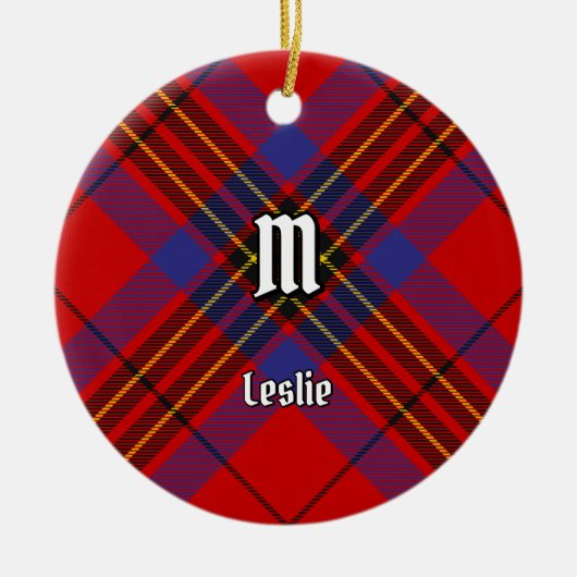 Clan Leslie Red Tartan Keramik Ornament (Vorne)