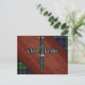 Clan Leslie Tartan Sgian Dubh Blade Postkarte (Stehend Vorderseite)