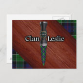 Clan Leslie Tartan Sgian Dubh Blade Postkarte (Vorne/Hinten)