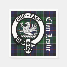 Clan Leslie Tartan & Wappen Paper Napkins Serviette