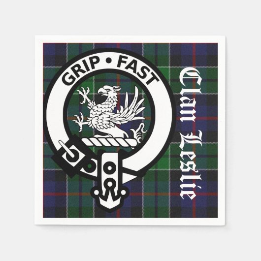 Clan Leslie Tartan & Wappen Paper Napkins Serviette (Vorderseite)