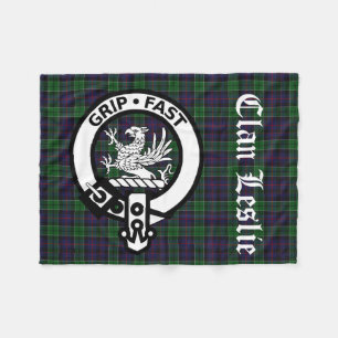 Clan Leslie Wappen Abzeichen & Tartan Fleecedecke