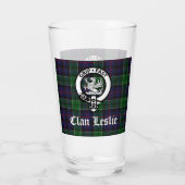 Clan Leslie Wappen Abzeichen und Tartan Glas (Rückseite)