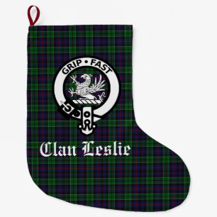 Clan Leslie Wappen Abzeichen und Tartan individuel Großer Weihnachtsstrumpf