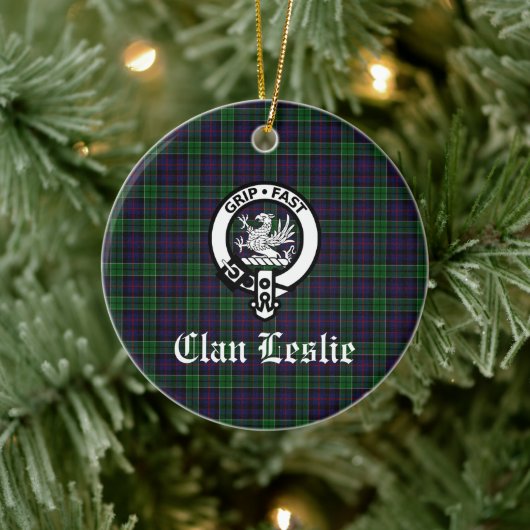 Clan Leslie Wappen Abzeichen und Tartan individuel Keramik Ornament (Baum)