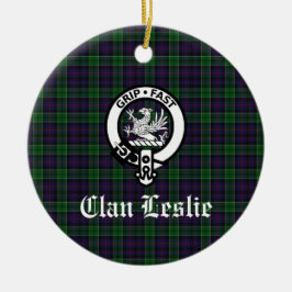 Clan Leslie Wappen Abzeichen und Tartan individuel Keramik Ornament