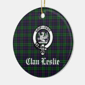 Clan Leslie Wappen Abzeichen und Tartan individuel Keramik Ornament (Links)
