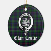 Clan Leslie Wappen Abzeichen und Tartan Keramik Ornament (Links)