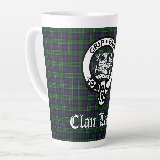 Clan Leslie Wappen Abzeichen und Tartan Milchtasse (Linke Ecke)