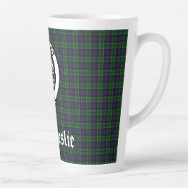Clan Leslie Wappen Abzeichen und Tartan Milchtasse