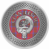 Clan Leslie Wappen & Tartan Knot Aufkleber (Vorderseite)