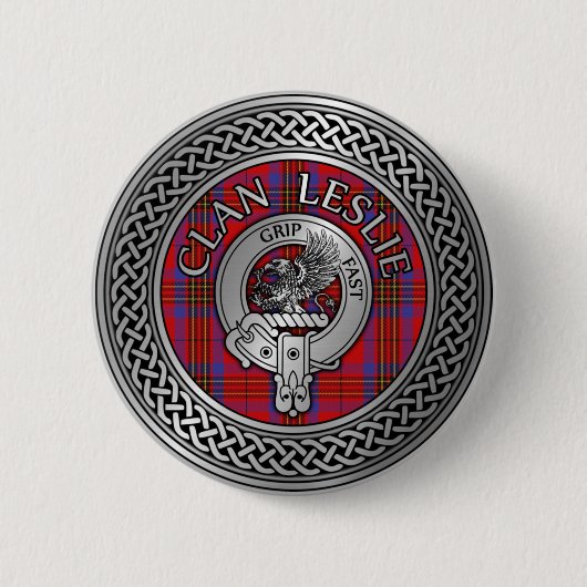 Clan Leslie Wappen & Tartan Knot Button (Vorderseite)