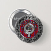 Clan Leslie Wappen & Tartan Knot Button (Vorne & Hinten)