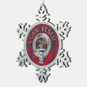 Clan Leslie Wappen & Tartan Schneeflocken Zinn-Ornament (Rechts)