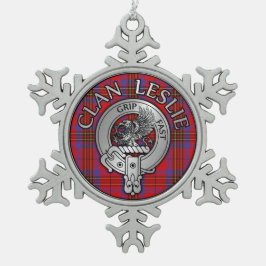 Clan Leslie Wappen & Tartan Schneeflocken Zinn-Ornament
