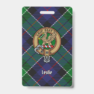 Clan Leslie Wappen über Hunting Tartan Ausweis