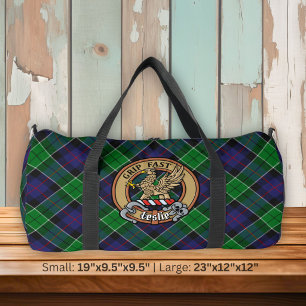 Clan Leslie-Wappen über Hunting Tartan Duffle Bag