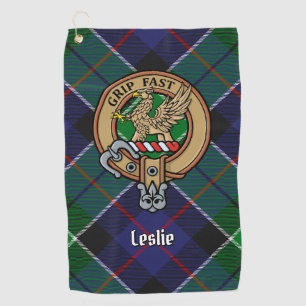 Clan Leslie-Wappen über Hunting Tartan Golfhandtuch