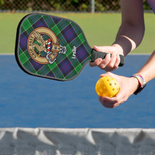 Clan Leslie-Wappen über Hunting Tartan Pickleball Schläger