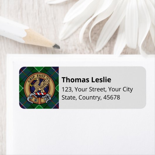 Clan Leslie Wappen über Jagd Tartan (Insitu)