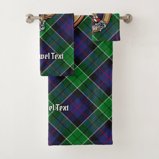Clan Leslie Wappen über Jagd Tartan Badhandtuch Set (Insitu)
